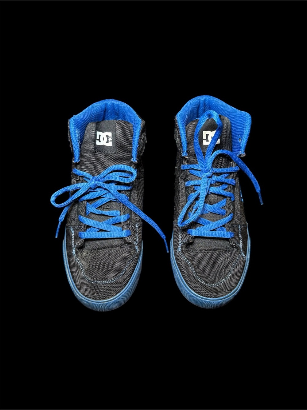 DC Black Canvas Sneakers with Bright Blue Accents